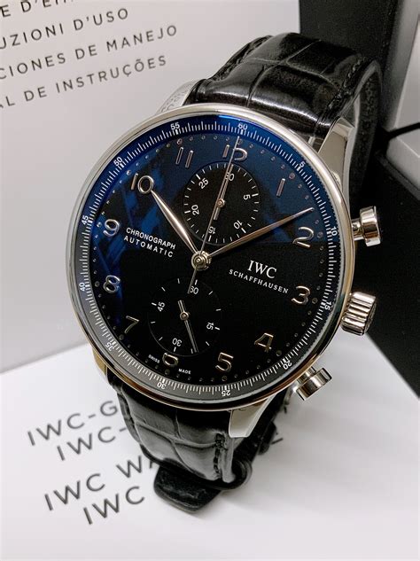 iwc portoghieser chronograph black dial iw371447